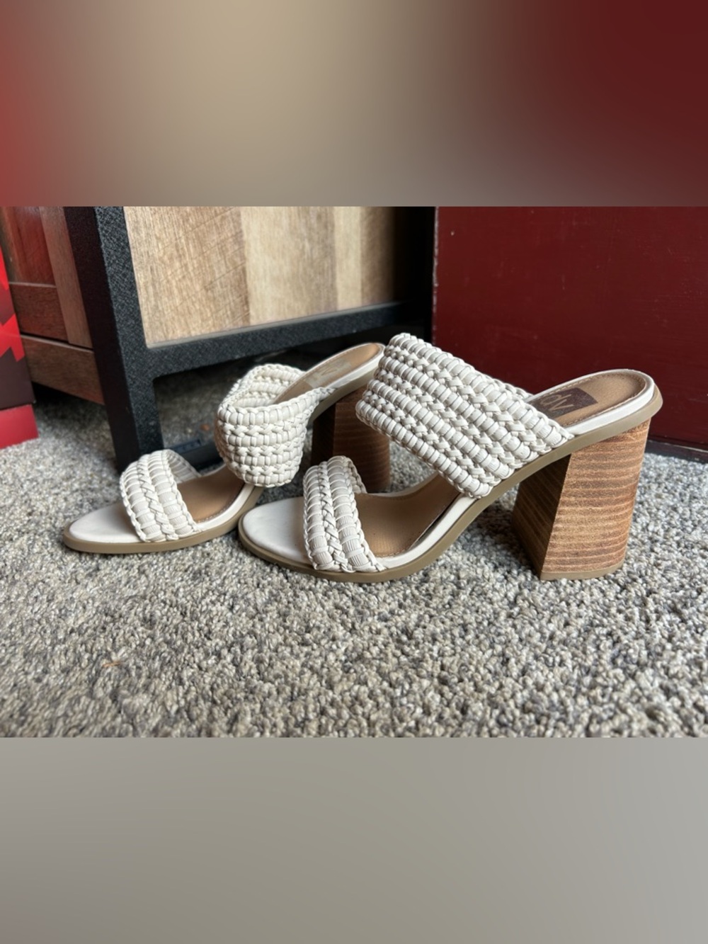 Dolce Vita Braided Two-Band Block Heel Mules - Cream